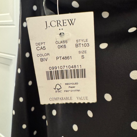J. Crew Satin Black and White Polka Dot A-Line Skirt - Picture 4 of 4